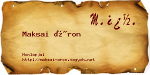 Maksai Áron névjegykártya